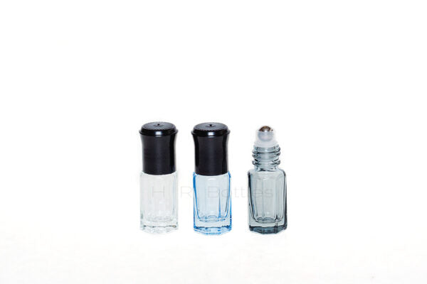 New Style Small Octagon Glass Roller Bottle With Black Cap