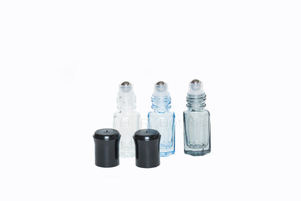 New Style Small Octagon Glass Roller Bottle With Black Cap