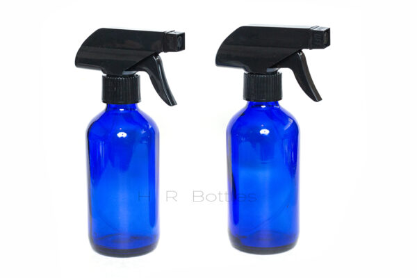 Blue Glass Bottle With Black Cap/ Trigger Spray Or Lotion Pump