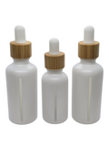 Matte white bamboo glass dropper bottles with window