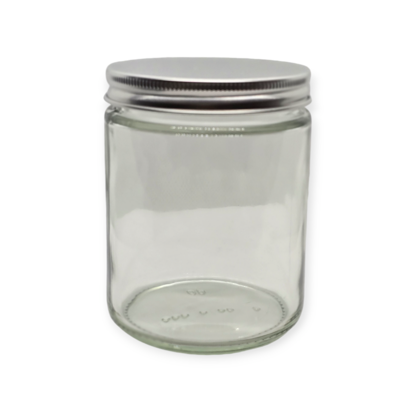 Clear Glass Jars with silver/black cap 9 oz