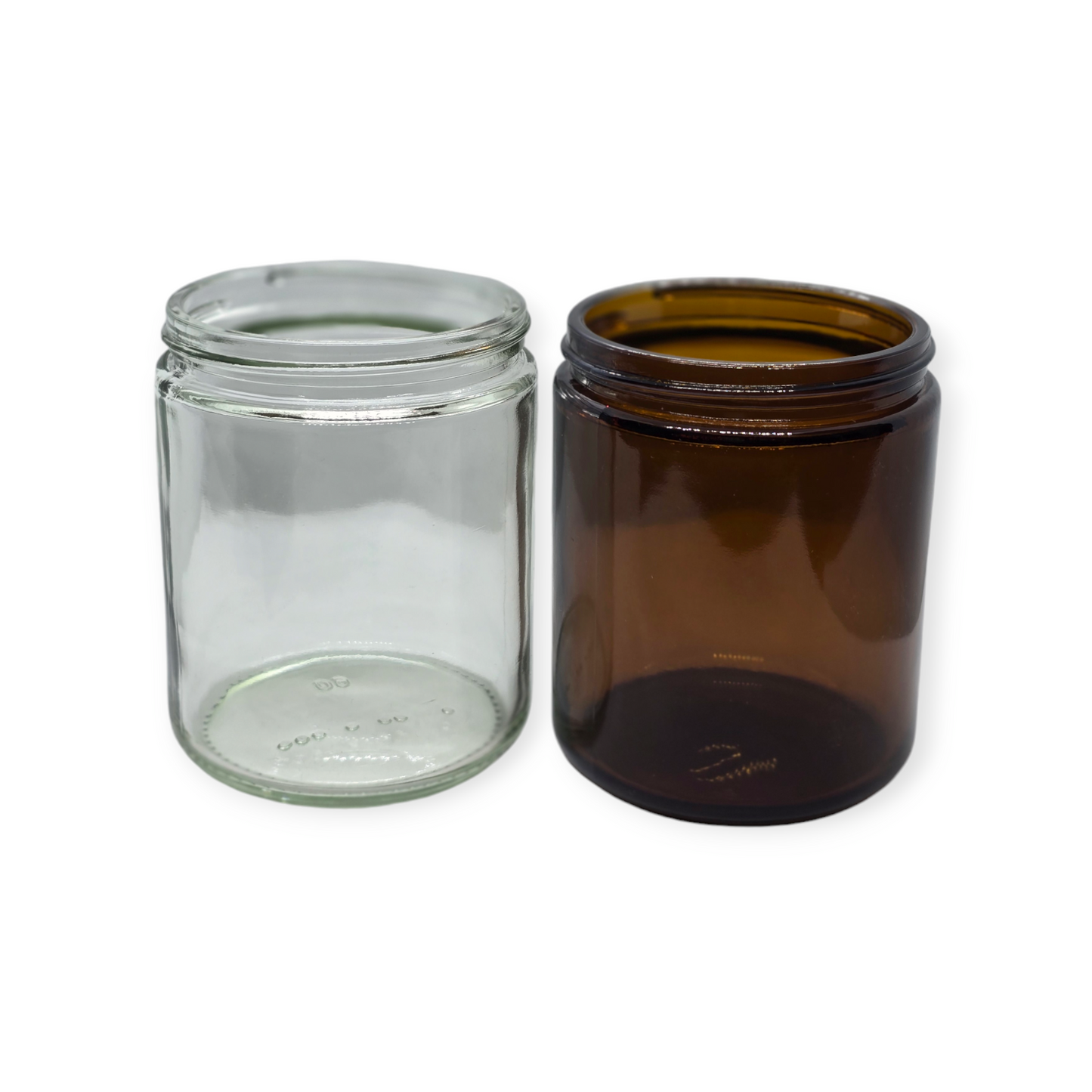 Clear Glass Jars with silver/black cap 9 oz