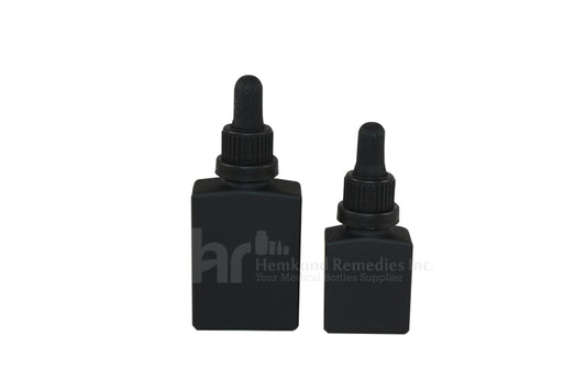 Rectangle Black frosted with window with black glass dropper