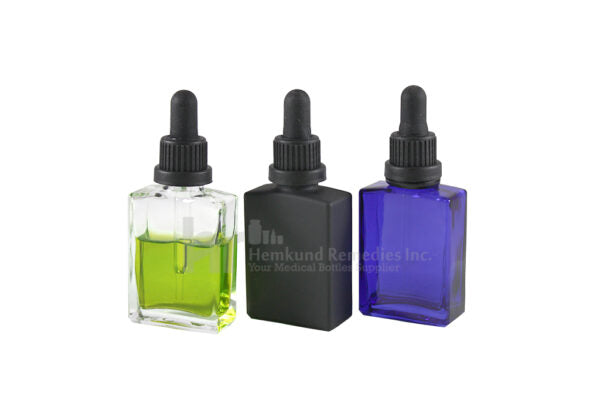 Rectangle Glass Bottles W/ Glass Droppers