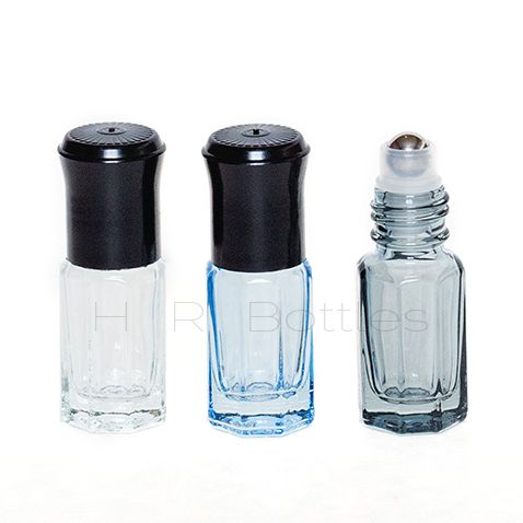 New Style Small Octagon Glass Roller Bottle With Black Cap