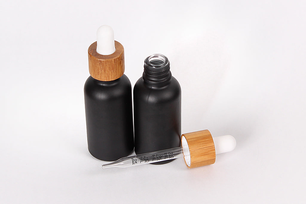 Frosted Glass Bottle With Bamboo Glass Dropper