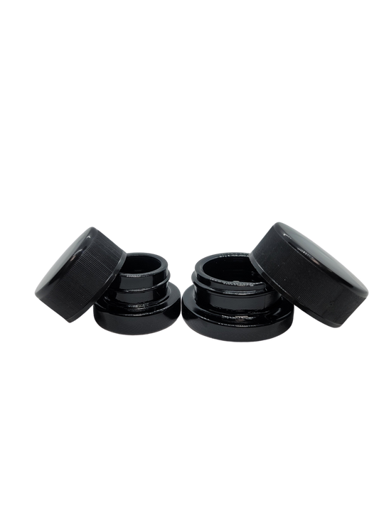 UV Black straight wall Glass Jars with CRC cap