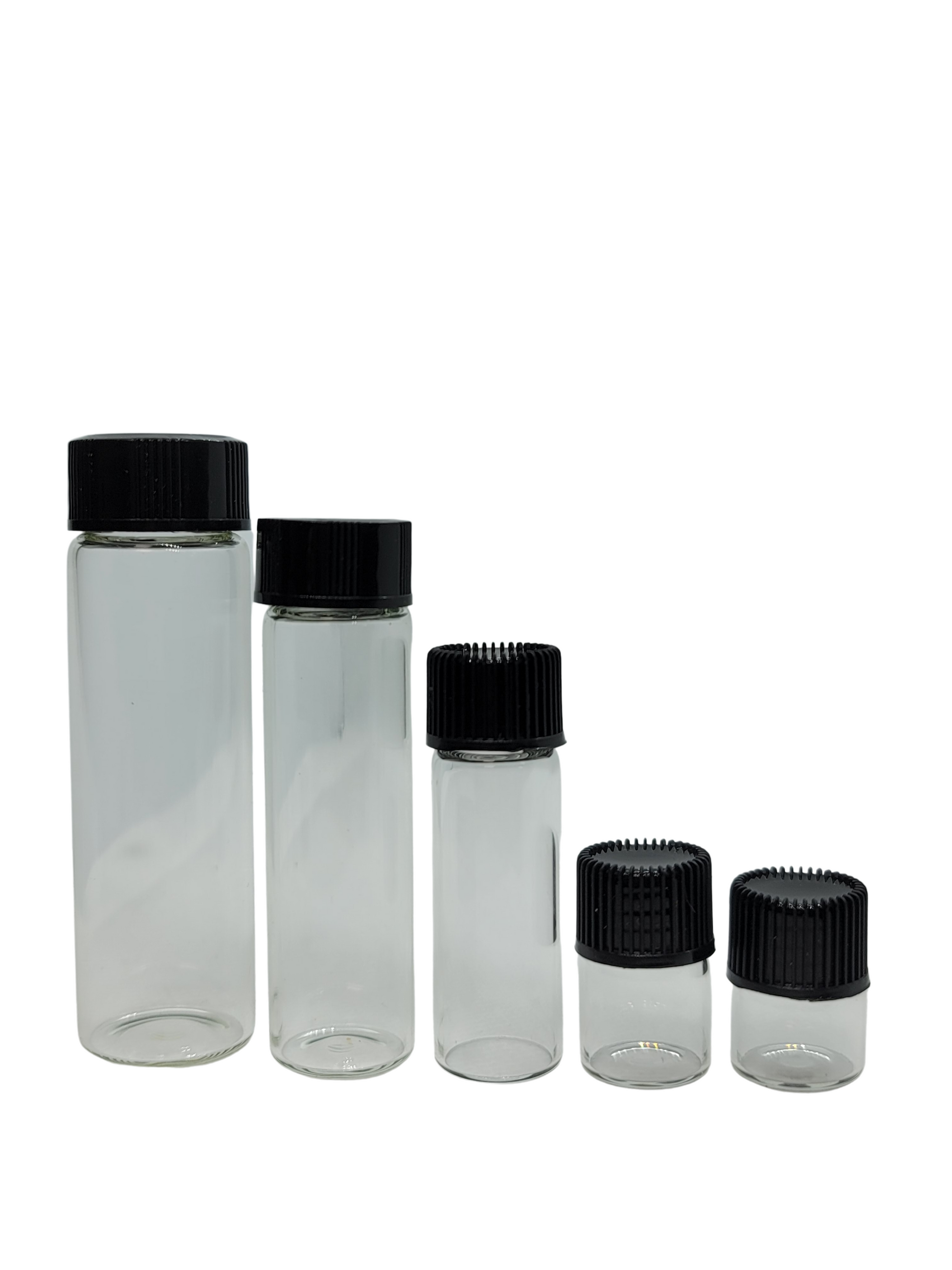 Glass Vials Black Cap | Glass Vials | hemkundinc