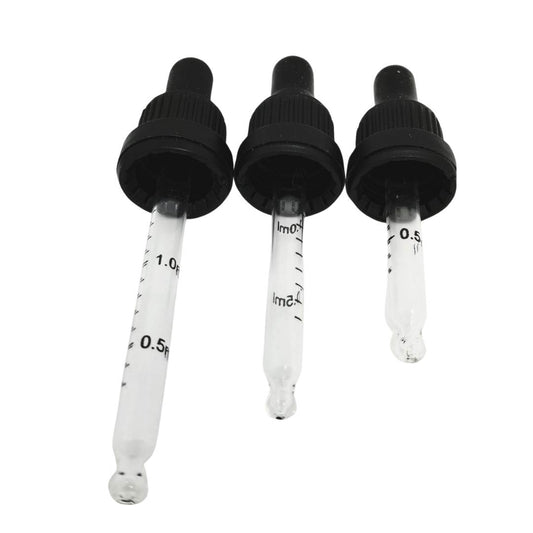 Glass Dropper Black Bulb | Tamper Glass Dropper | hemkundinc