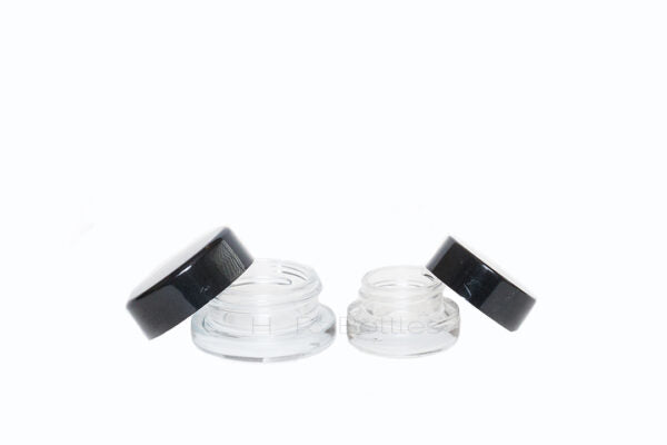 Straight Wall Clear Glass Jars With Black PS Lid