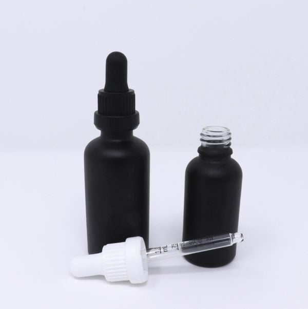 Black Frosted Glass Bottle With Glass Dropper