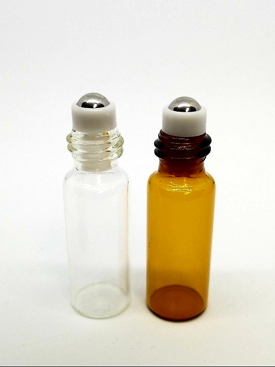 Glass Roll On Bottles 5ml W/ Steel Ball And Caps