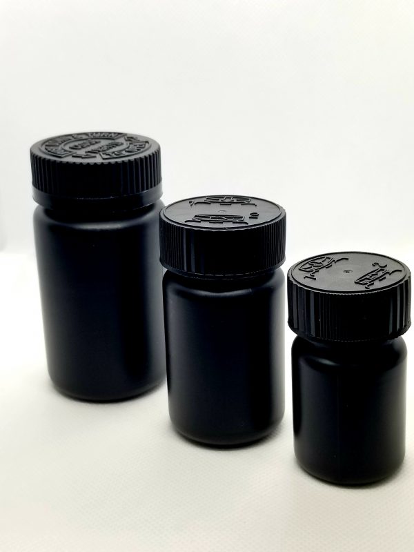 Black HDPE Pill Bottles with CRC Cap