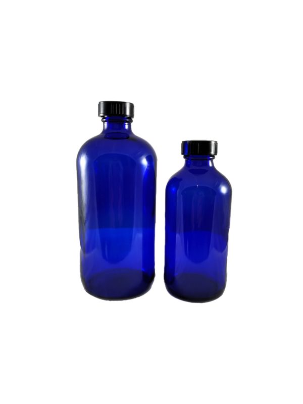 Blue Glass Bottle Black Cap | Trigger Spray | hemkundinc