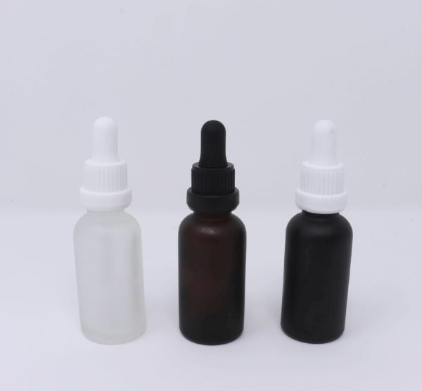 Frosted Round Glass Bottles With Glass Droppers