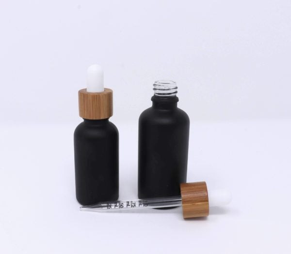 Frosted Glass Bottle With Bamboo Glass Dropper