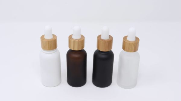 Frosted Glass Bottle With Bamboo Glass Dropper