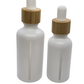 Matte white bamboo glass dropper bottles with window