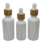 Matte white bamboo glass dropper bottles with window