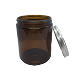 Amber Glass Jars With Silver Cap 9 Oz