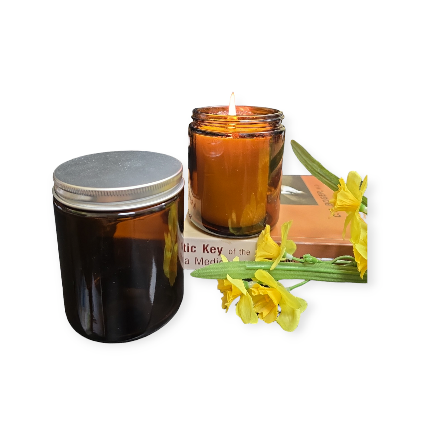 Amber Candle Glass Jars 9oz (Empty)