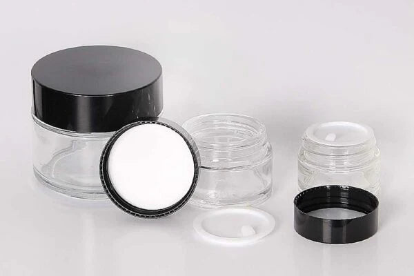 Clear Glass Jars with black cap