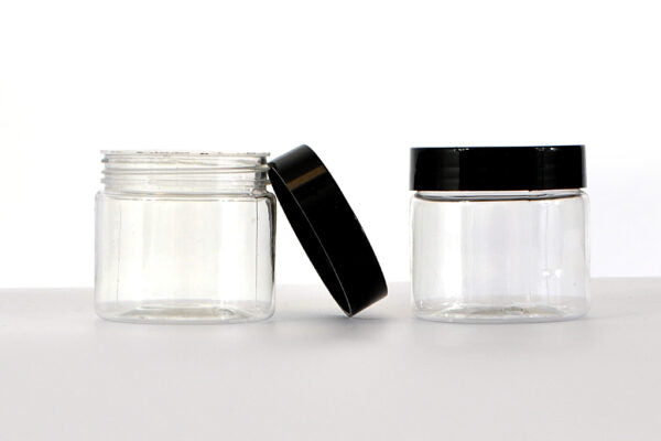 Clear PET Jar With Black Cap/Liner