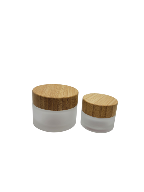 Frosted Glass Jar With Bamboo Cap