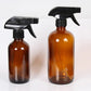 16 Oz /8 Oz Amber Glass Bottle With Trigger Spray Pump / Phenolic Cap Or Lotion Pump