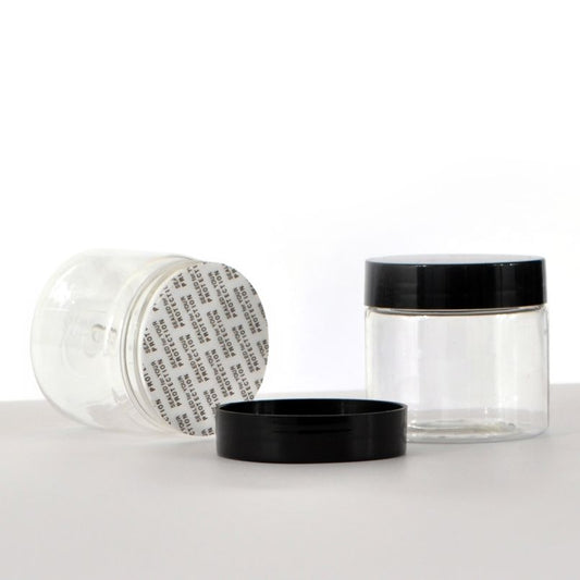 Clear PET Jar With Black Cap/Liner