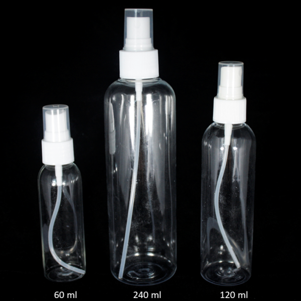 Clear Pet Bottle With Spray Pump 60ml, 120ml And 240 Ml.