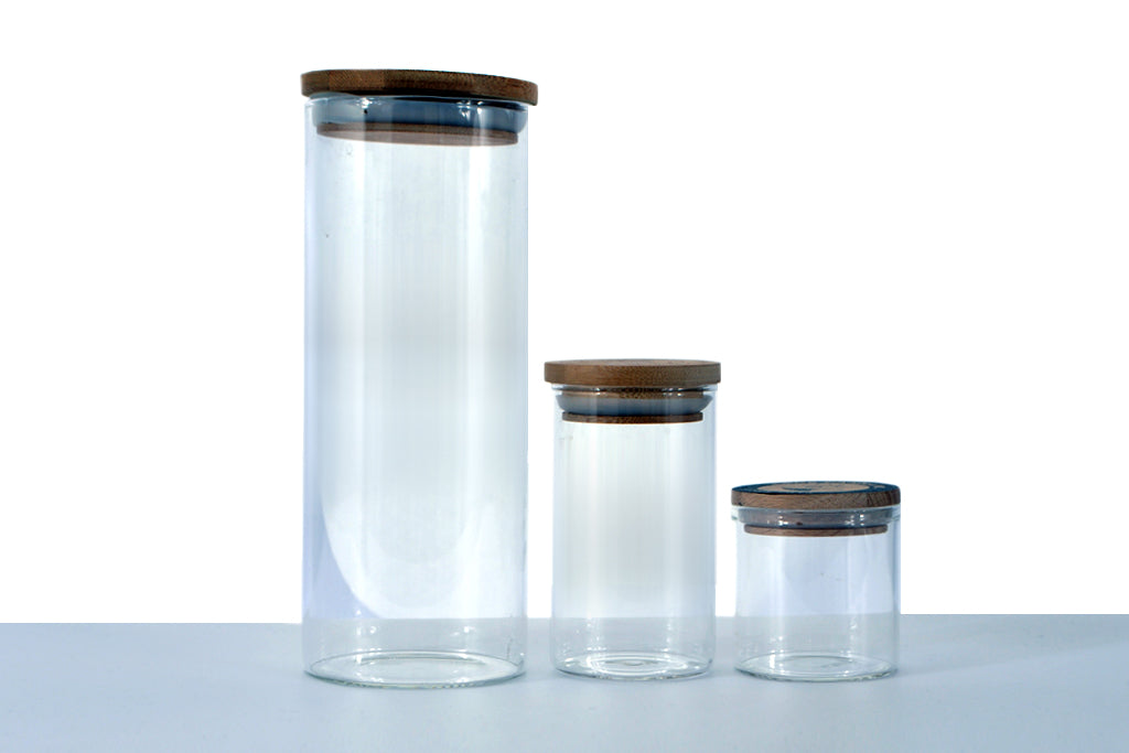 Glass Jar with Bamboo Lid | Glass Jar with Bamboo Lids | hemkundinc