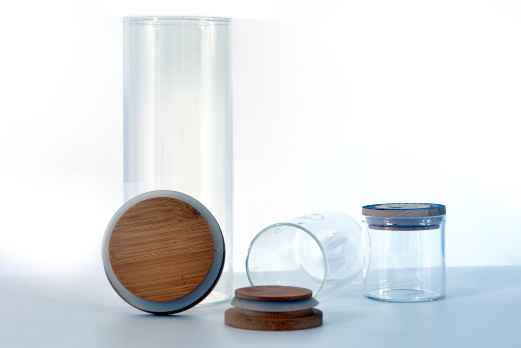 Glass Jar with Bamboo Lid | Glass Jar with Bamboo Lids | hemkundinc