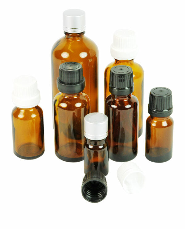 Amber glass bottles with T/E dripper Cap