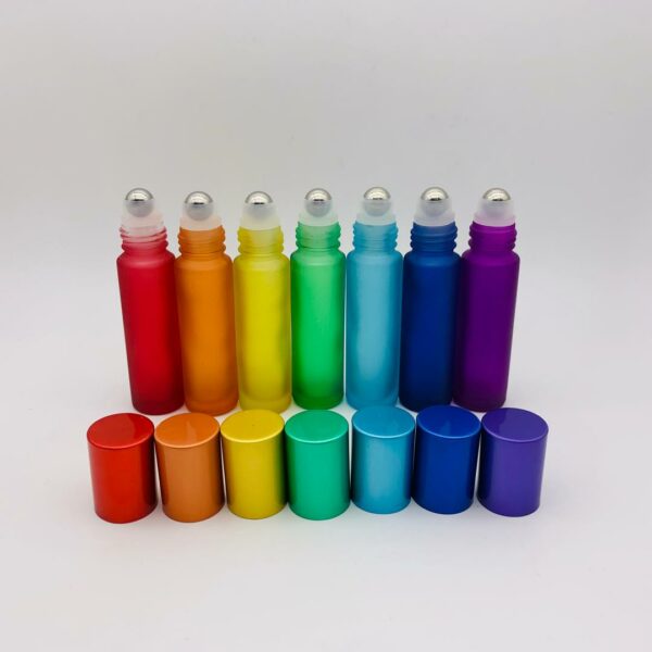 Rainbow Roll On Glass Bottle With Matching Cap 10ml