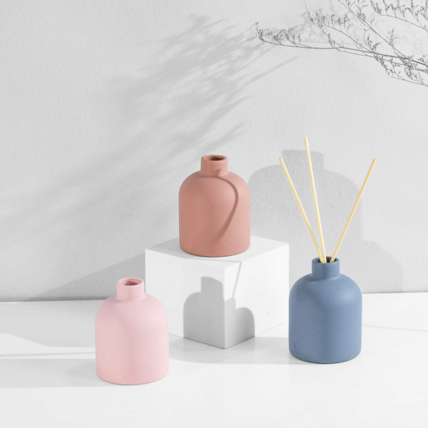 Ceramic Candle Jar /Diffuser (Including 4 Wood Stick)