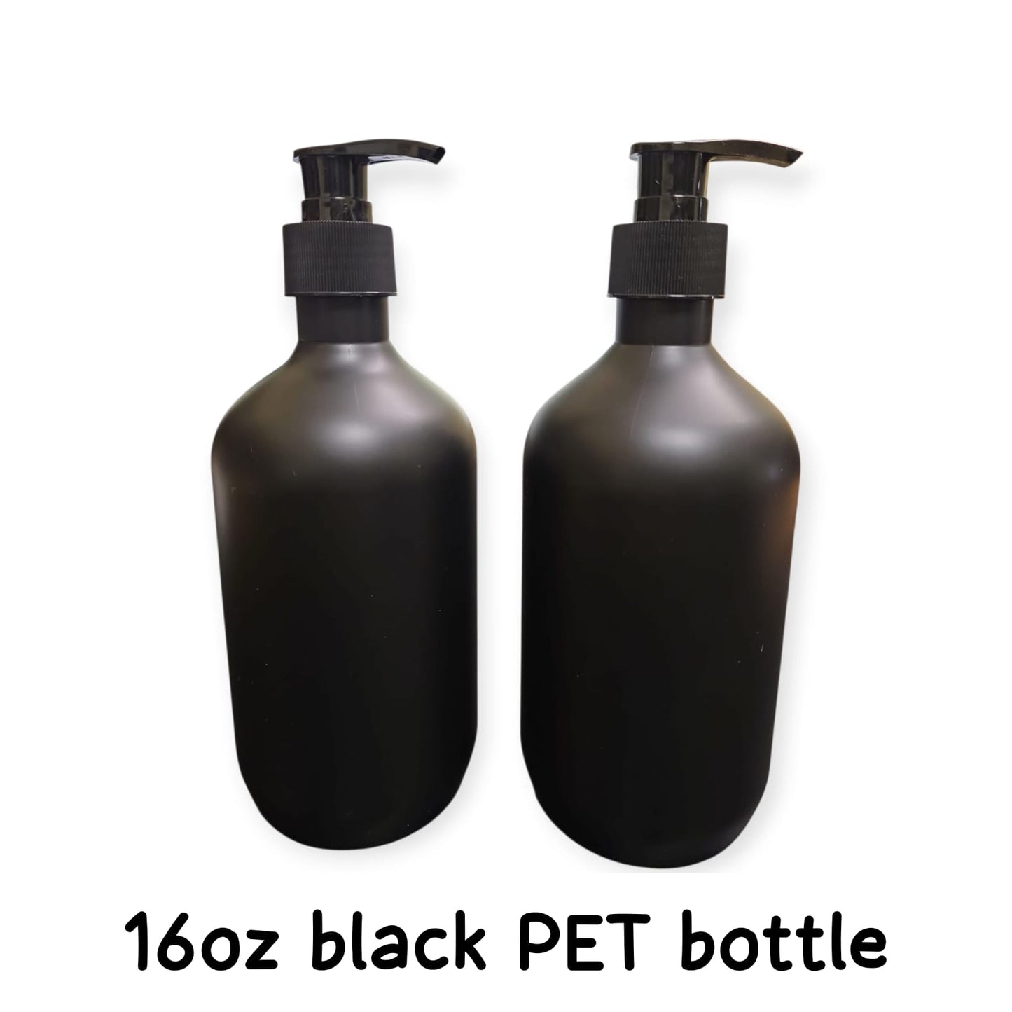 16 oz Black frosted PET bottle with lotion pump