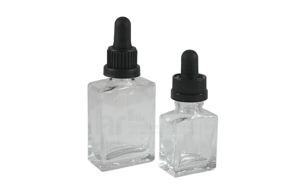 Rectangle Glass Bottles W/ Glass Droppers