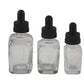 Square Glass Bottles W/ Black Glass Droppers