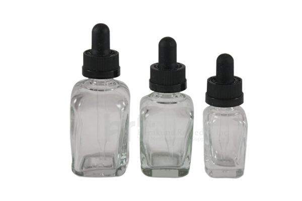 Square Glass Bottles W/ Black Glass Droppers