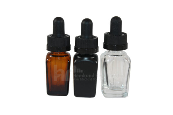 Square Glass Bottles W/ Black Glass Droppers