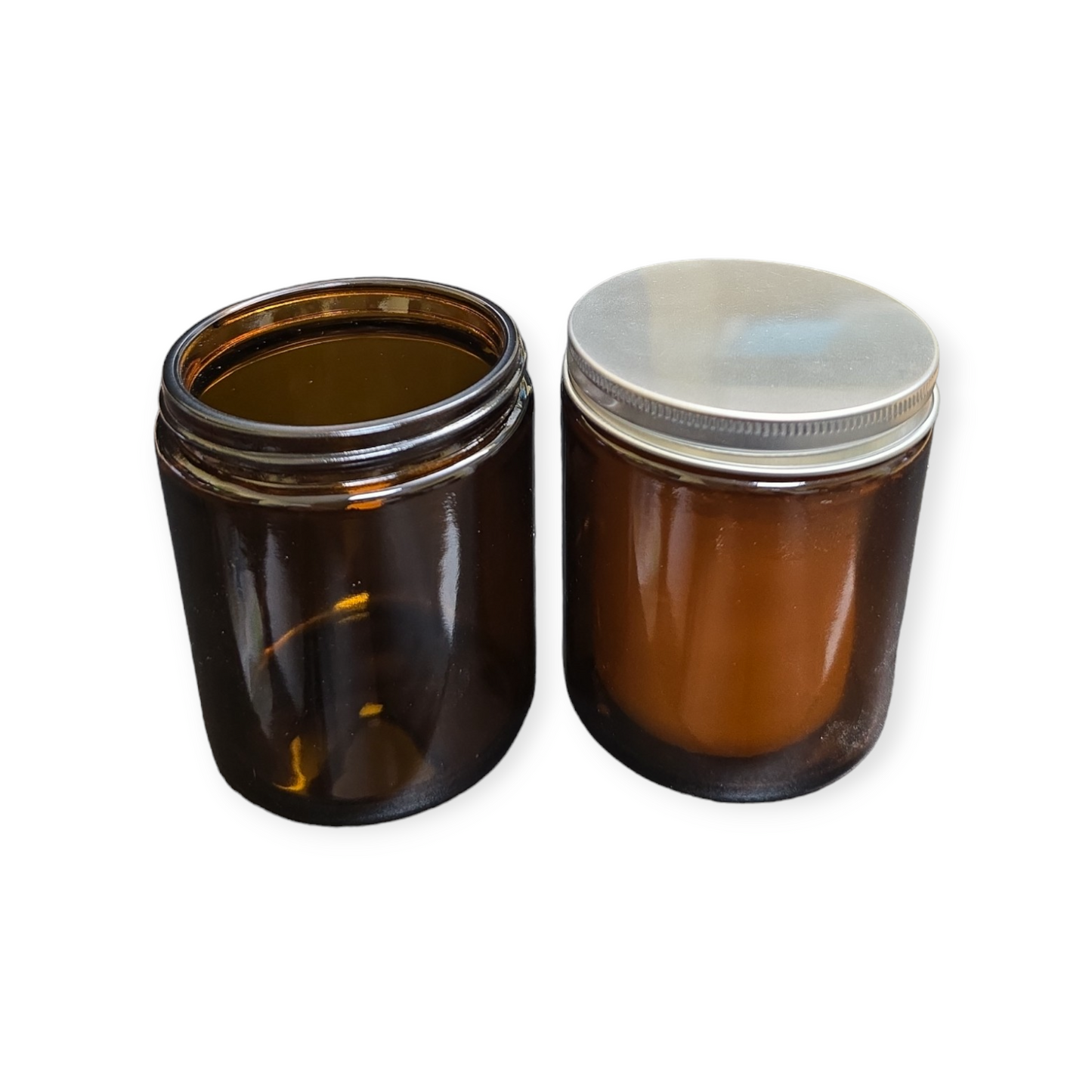 Amber Glass Jars With Silver Cap 9 Oz