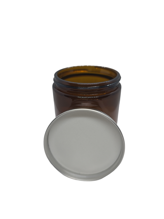 Amber Glass Jars With Silver Cap 9 Oz