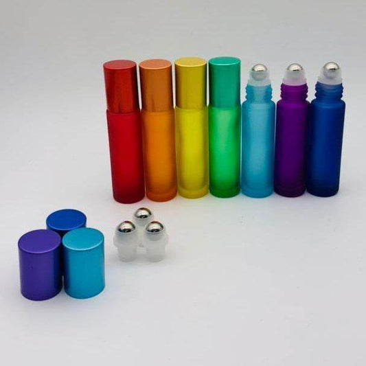 Rainbow Roll On Glass Bottle With Matching Cap 10ml