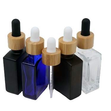 Rectangle Glass Bottles w/ Bamboo glass droppers