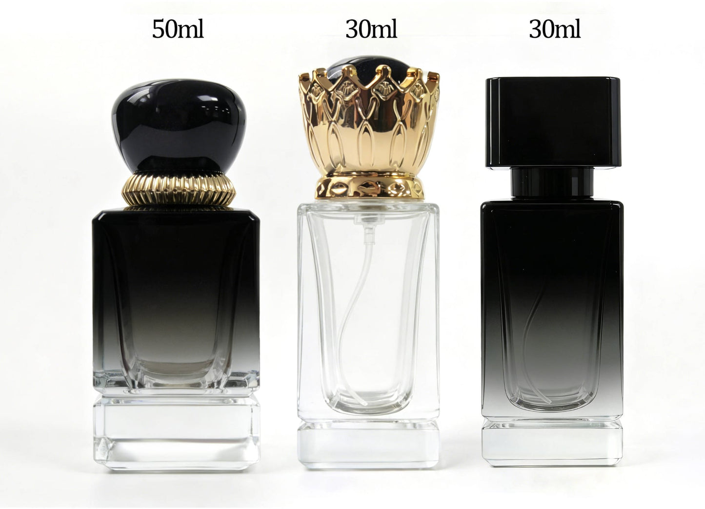 Crimp perfume glass bottles with cap