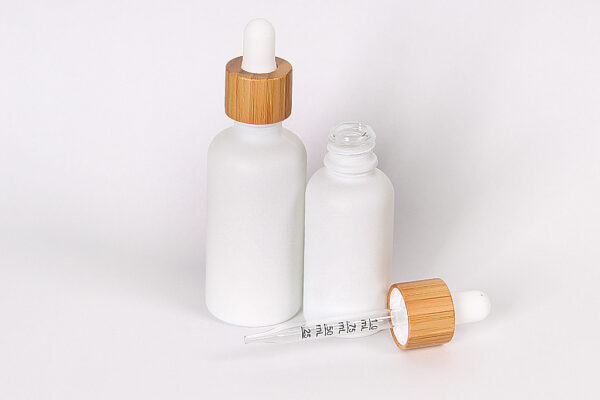 Frosted Glass Bottle With Bamboo Glass Dropper